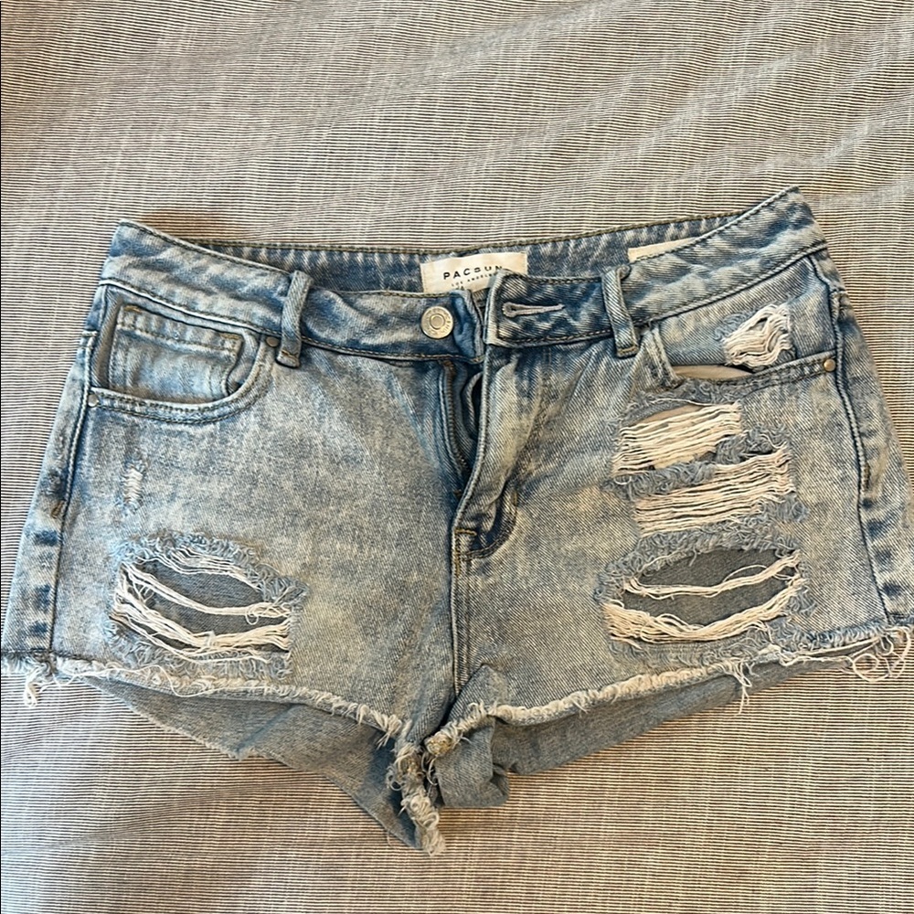PacSun Distressed Denim Shorts - Blue